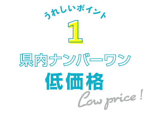 うれしいポイント１：県内ナンバーワン低価格