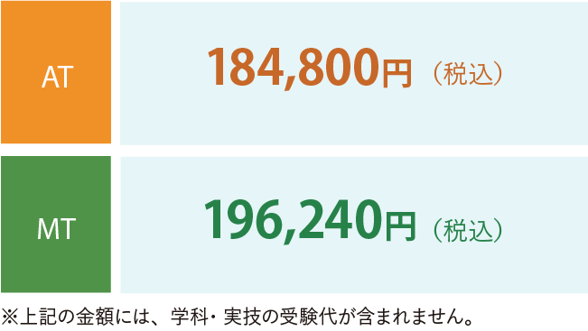 AT 158,400円（税込 174,240円）MT 148,000円（税込 162,800円）